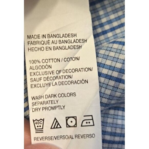 Izod Men's XL Cotton Long Sleeve Blue Plaid Button Down Shirt Button Cuff - Picture 8 of 9